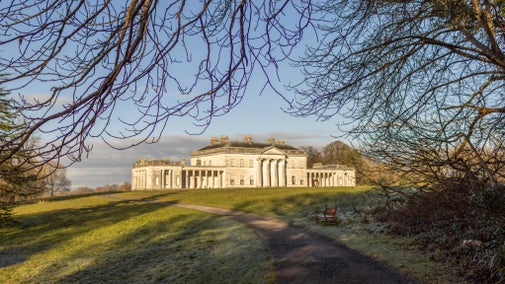 An image of Castle Coole mansion in the winter sunshine